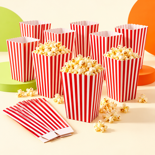 Boîtes à popcorn rayées pour soirée cinéma