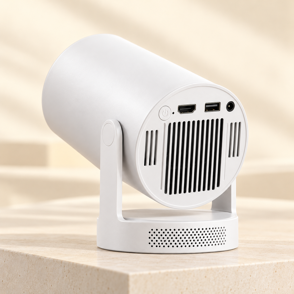 Arrière du HY300 Pro+ avec ports HDMI USB et alimentation