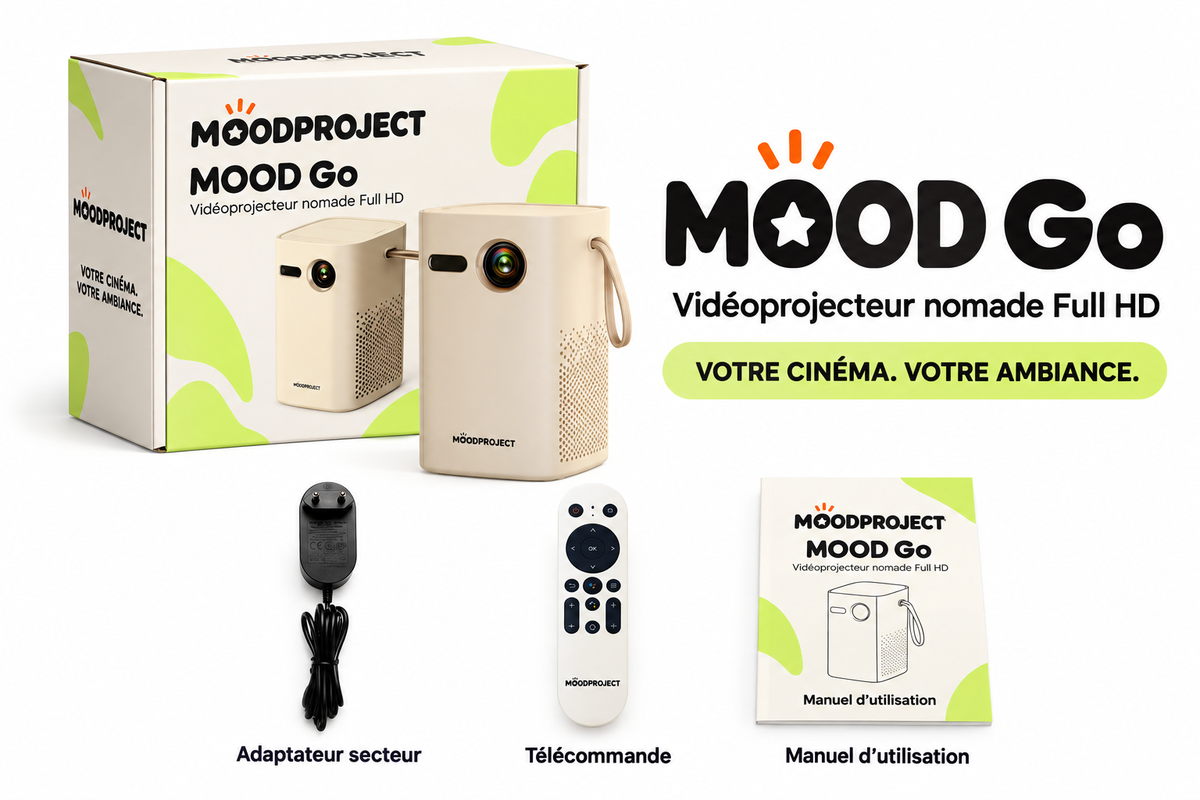 MOOD Go — maquette de packaging MOODPROJECT et accessoires — en français