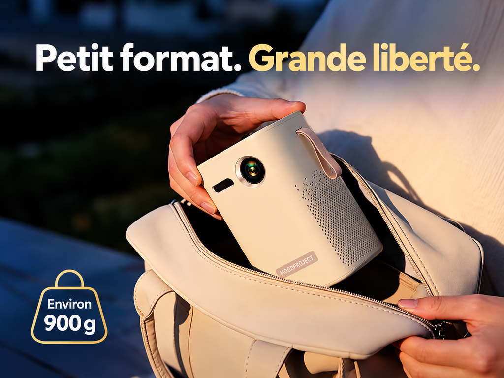 MOOD Go — vue avant, côté et sangle de transport — en français