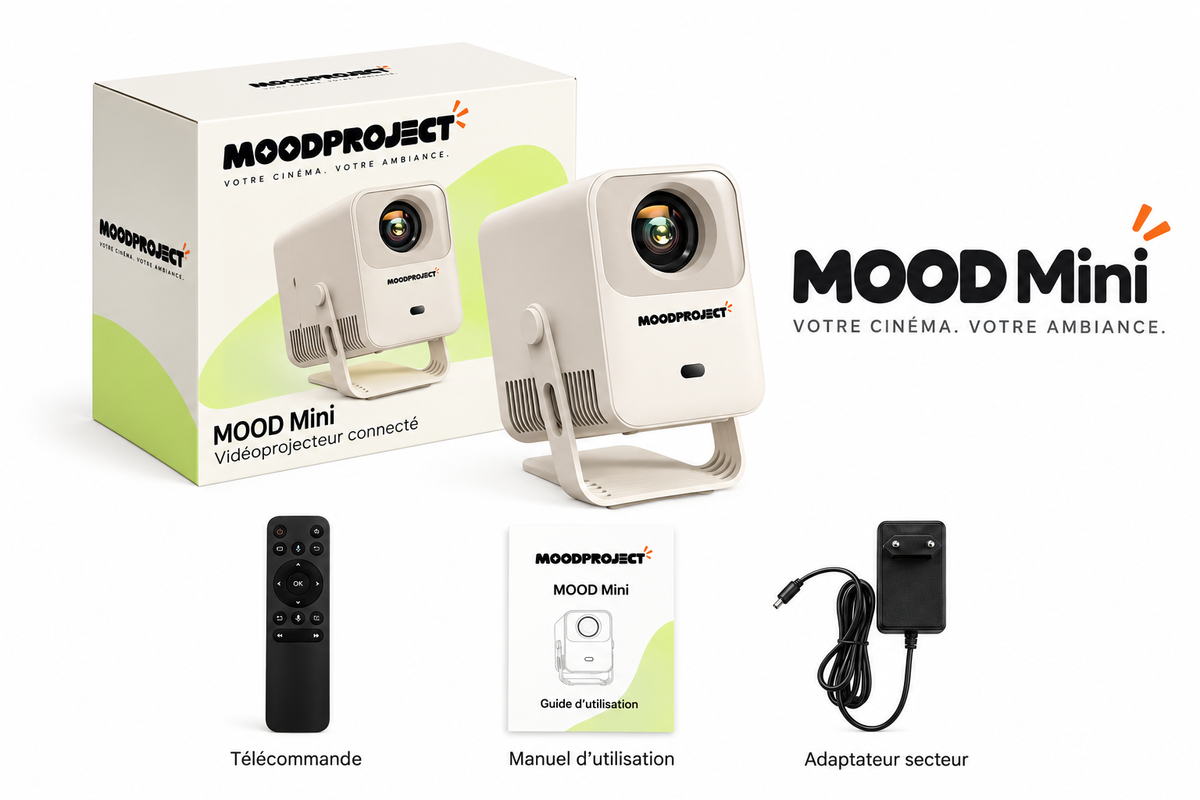 MOOD Mini — maquette du packaging personnalisé MOODPROJECT et accessoires inclus