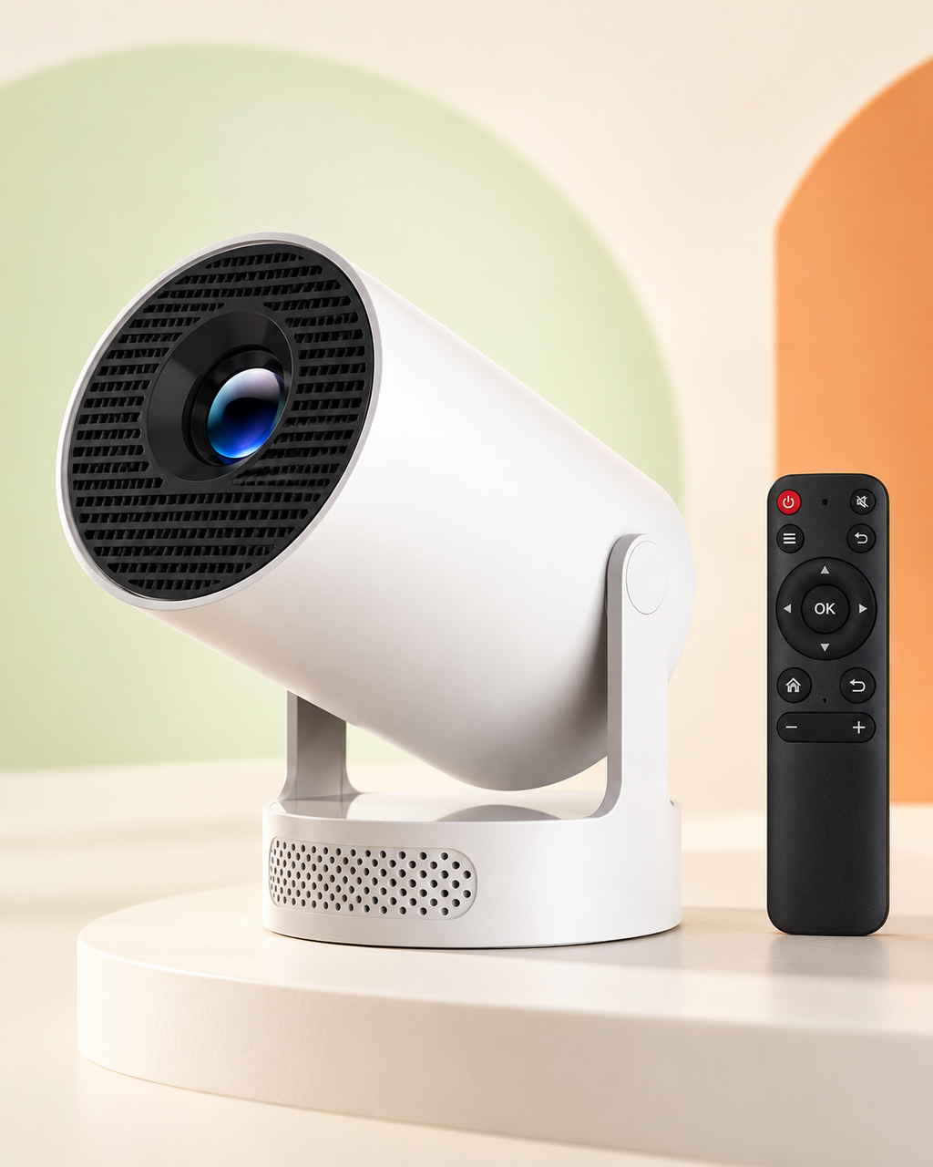 HY300 Pro+ blanc avec enceinte intégrée et télécommande