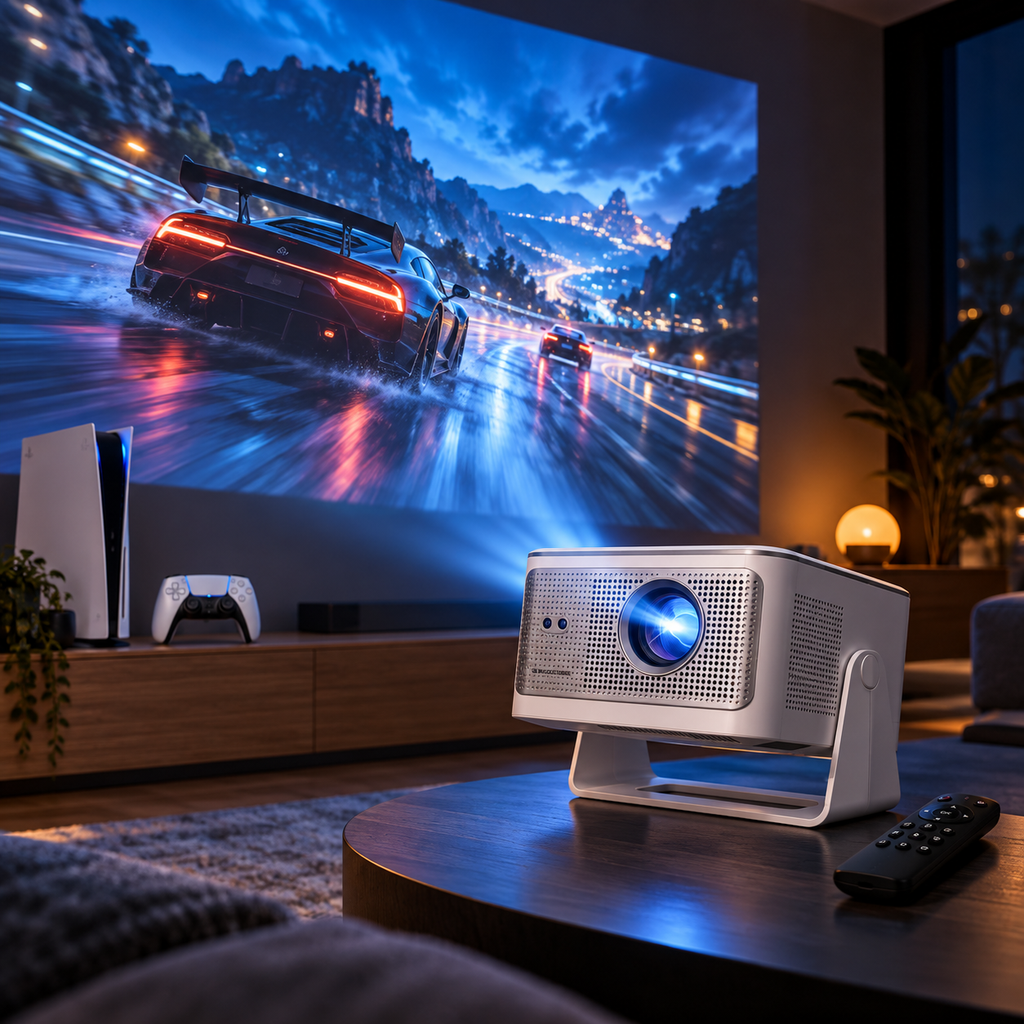 HY350 Max dans un espace gaming avec console