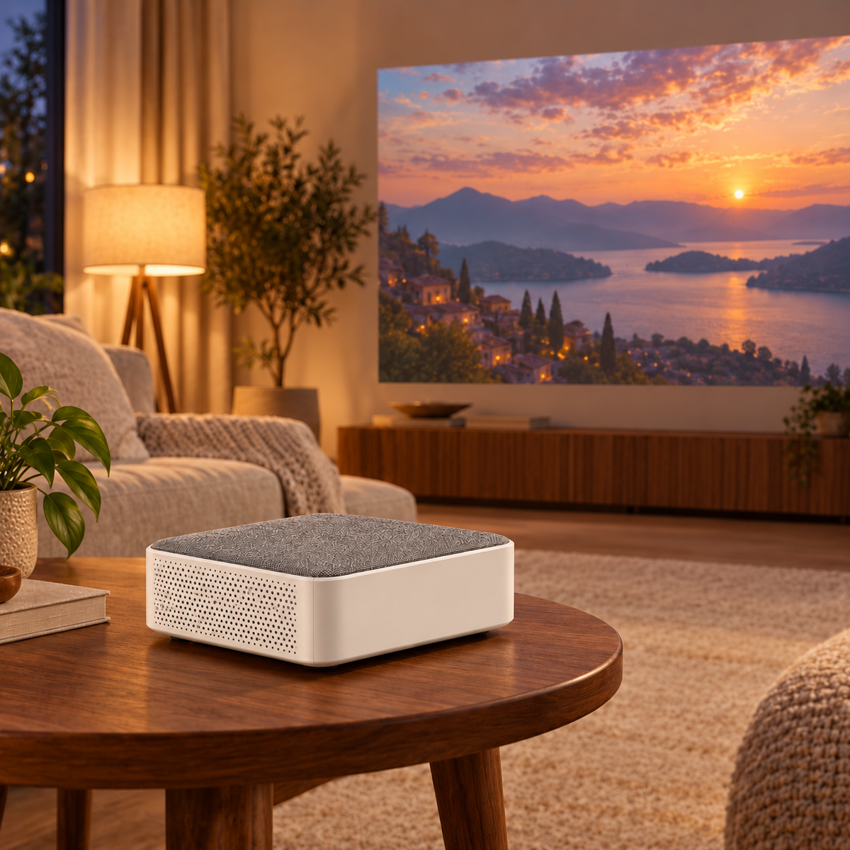 VORTEX Portable vu de dos dans un salon cinéma